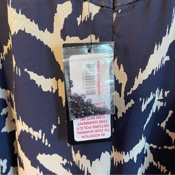 BCBGMaxazia Midnight Blue & Cream Abstract Print Full Length Silk Halter Dress - Picture 11 of 12